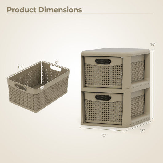 3-Drawer Storage Organizer with Wicker Patterns-Black
