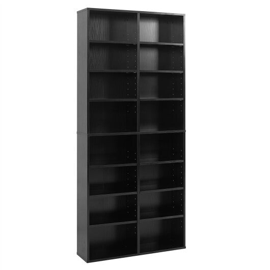 16 Compartment CD Storage Unit 54" Freestanding Open Display Shelf with 12 Removable Shelves-White