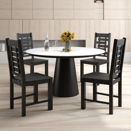 Wooden Dining Chair Set of 2 Solid Rubber Wood Kitchen Chairs-White