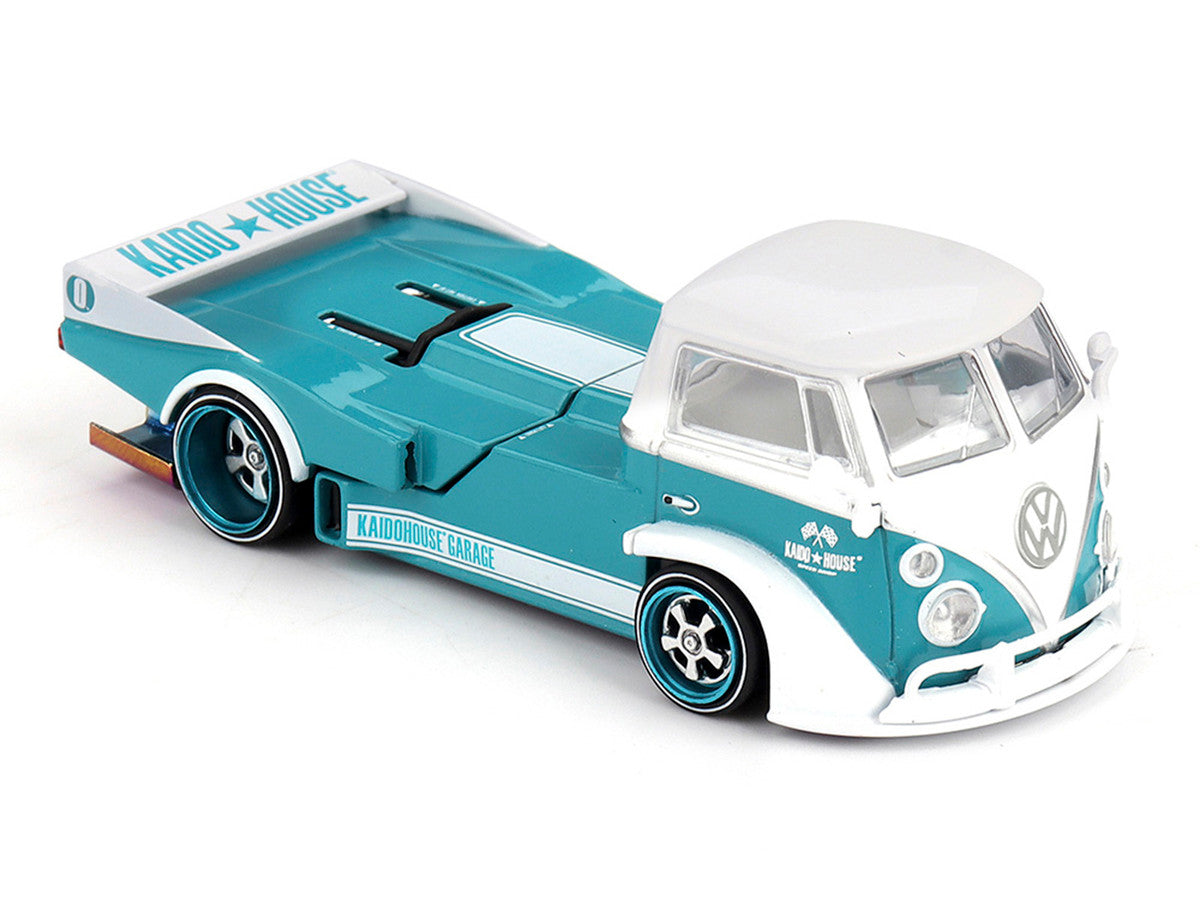 Volkswagen T1 "Kaido Works V1" Truck Turquoise with White Top and Stripes (Designed by Jun Imai) "Kaido House" Special 1/64 Diecast Model Car by Mini GT