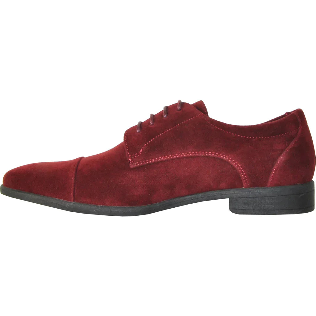VANGELO Men Dress Shoe KING-4 Oxford Formal Tuxedo for Prom and Wedding Burgundy