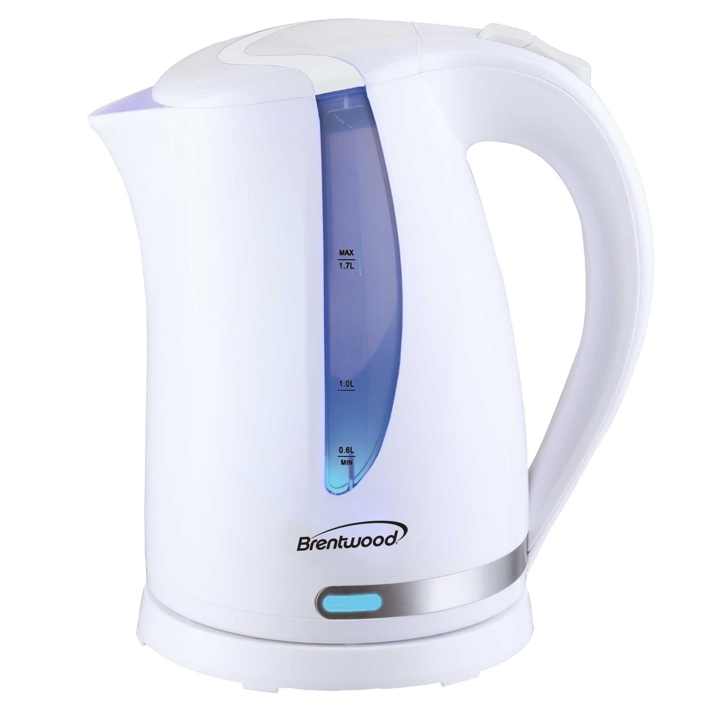 Brentwood 1.7L 1100W 360 Cordless Electric Kettle in White with Concealed Stainless Steel Heating Element