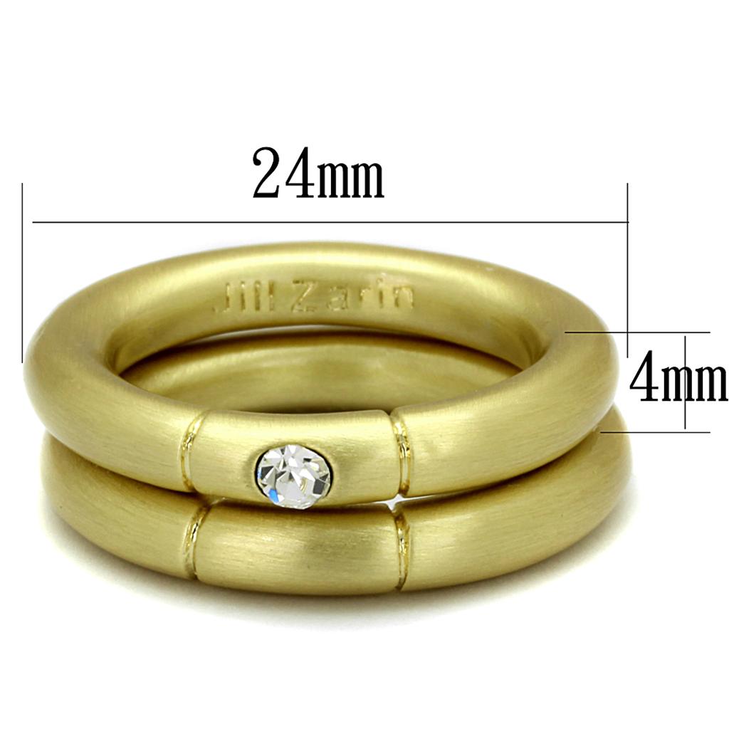 LO3918 - Gold & Brush Brass Ring with Top Grade Crystal in Clear