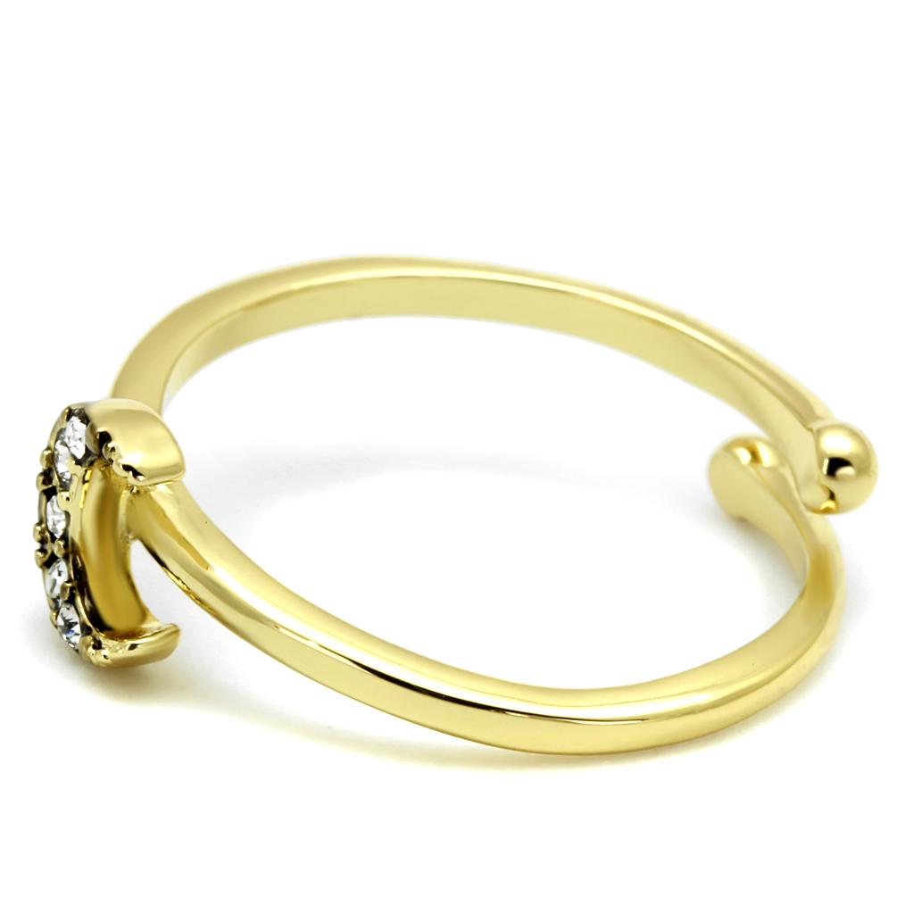 LO4046 - Flash Gold Brass Ring with Top Grade Crystal in Clear
