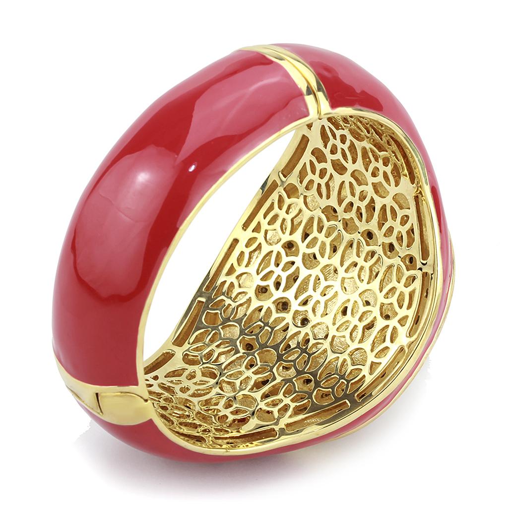 LO4351 - Gold Brass Bangle with Top Grade Crystal in Multi Color