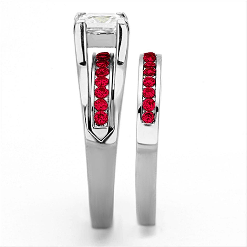 LOA1362 - High polished (no plating) Stainless Steel Ring with AAA Grade CZ in Multi Color