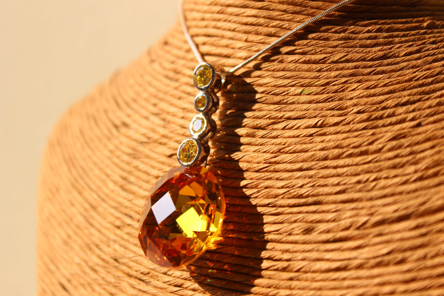 LOAS1388 - 14 K Gold tone 925 Sterling Silver Chain Pendant with AAA Grade CZ in Yellow
