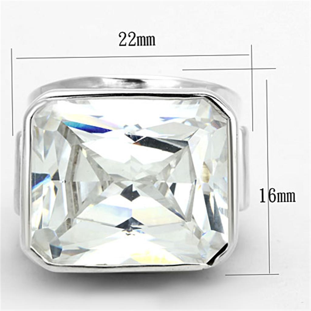 LOS670 - Silver 925 Sterling Silver Ring with AAA Grade CZ in Clear