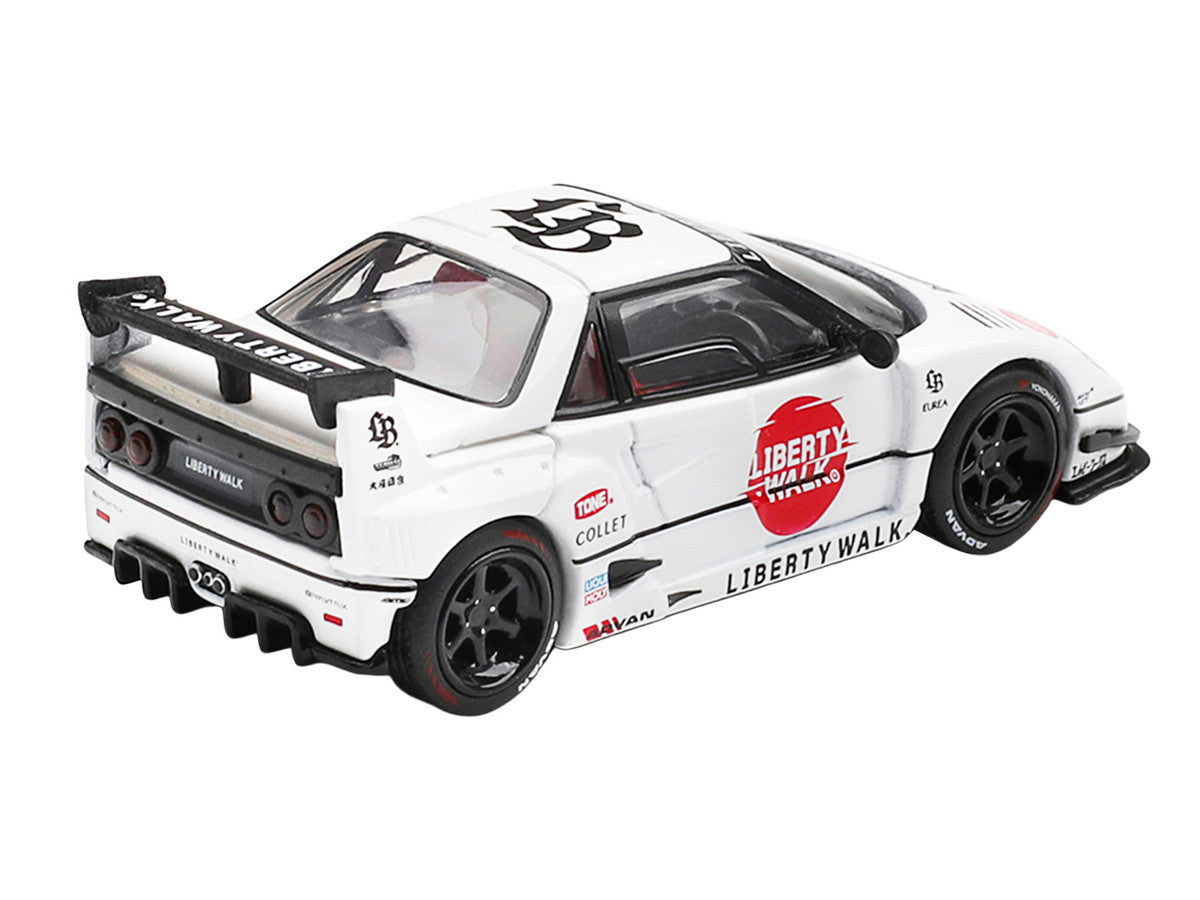 Mazda AZ-1 Liberty Walk LB40 RHD (Right Hand Drive) #58 "LB-Hinomaru" White with Graphics and Red Interior Limited Edition 1/64 Diecast Model Car by Mini GT