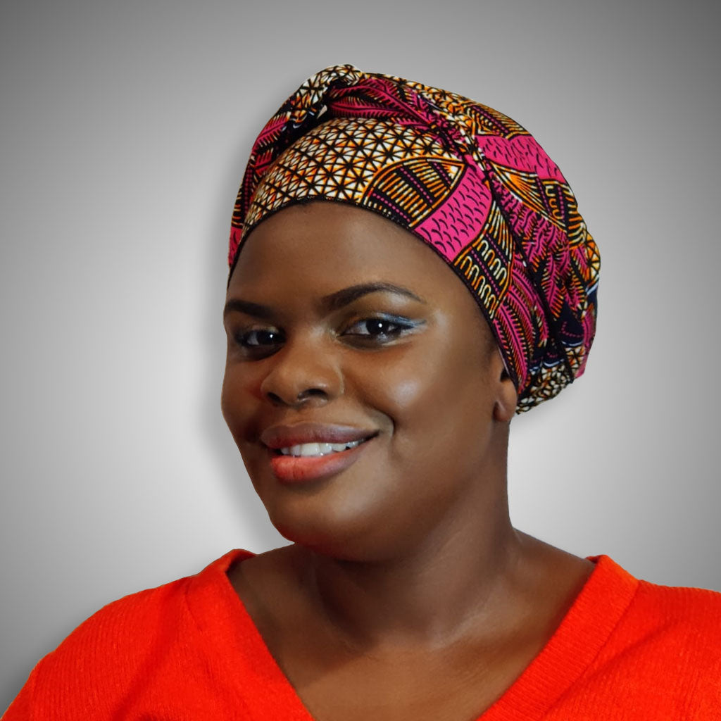 Kente African Head Wraps (Brown & Red)