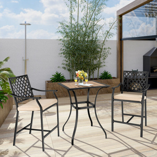 Patio Square Bar Table for Garden Backyard - Color: Black