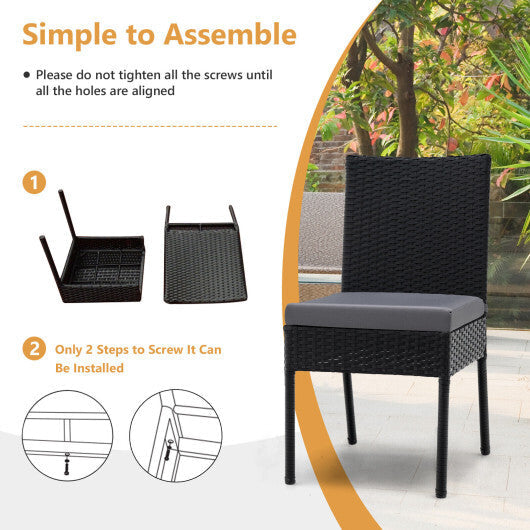 Set of 4 Patio Rattan Wicker Dining Chairs Set with Soft Cushions- Brown