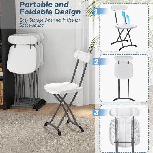2 Pieces Outdoor Folding Chair Set with Sturdy Frame and Ergonomic Backrest-Black