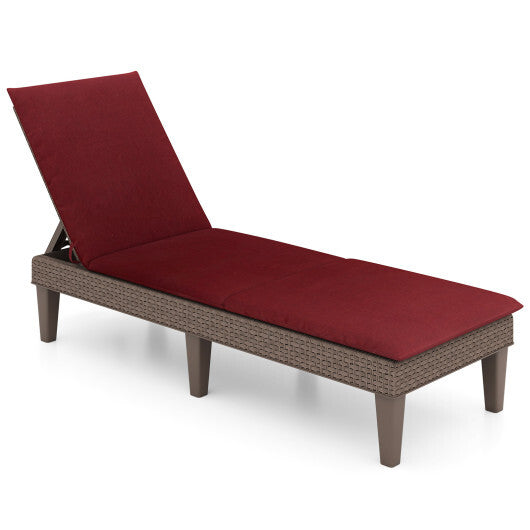 Patio Lounge Outdoor Recliner Chair with Cushion 3-Position Adjustable Backrest-Orange