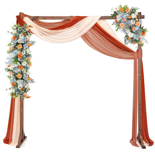Wooden Wedding Arch Solid Wood Arbor Backdrop Stand for Wedding Ceremony-Heptagon