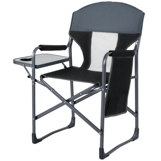 Folding Camping Chair with Cup Holder and Storage Pocket-Navy