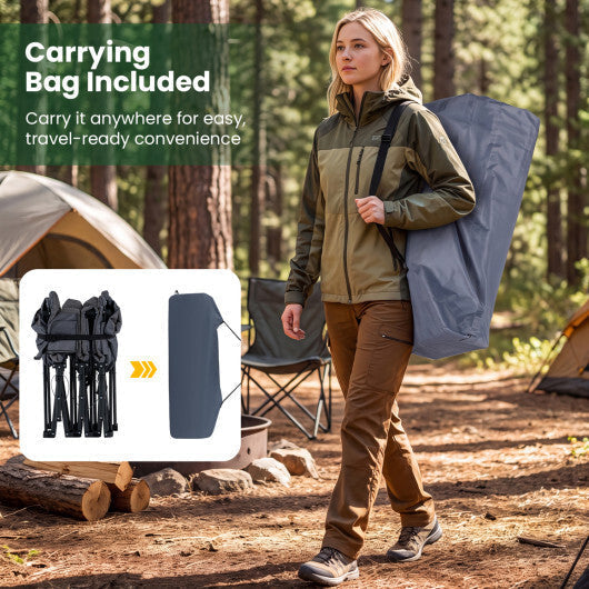 Camping Cot with Padded Pillow and Storage Pouch for Camping Travel-Gray