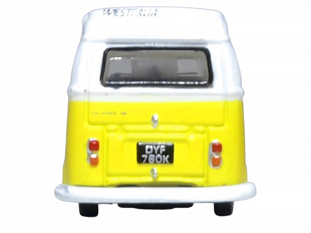 Volkswagen T2 Bay Window Camper Van Saturn Yellow and White 1/148 (N) Scale Diecast Model Car by Oxford Diecast