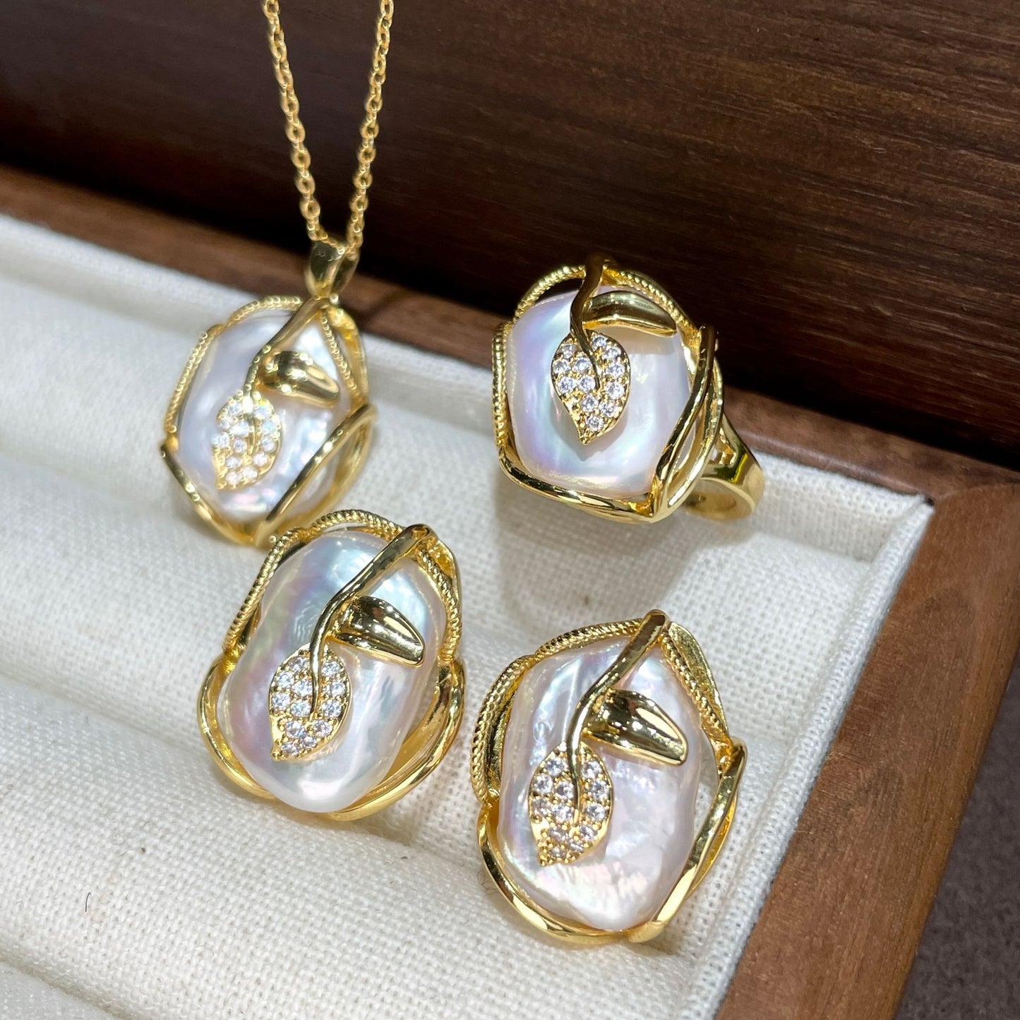 Natural Freshwater Baroque Special-shaped Beads White Color Edison Pearl Eardrop Necklace Pendant Sterling Silver Needle Suit