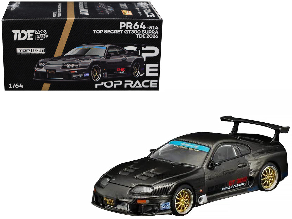 Toyota Supra "Top Secret" GT300 RHD (Right Hand Drive) Black Carbon "Thailand Diecast Expo 2026" 1/64 Diecast Model Car by Pop Race