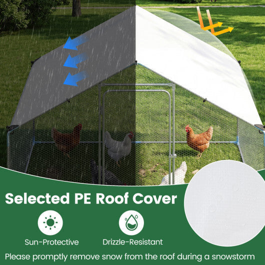 9.8 x 6.7 Feet Large Metal Chicken Coop with Waterproof Cover