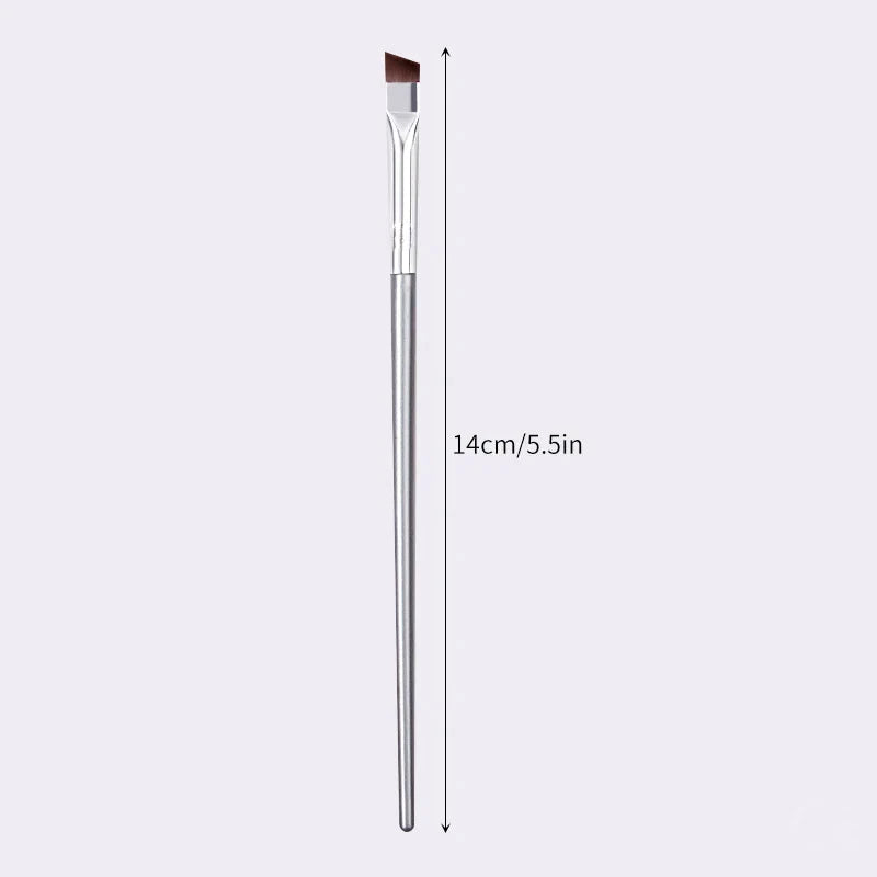 12pcs silvery Super Thin Blade Eyeliner Brush & Soft Makeup Brush Set, Portable Eyebrow Brush & Multipurpose Cosmetic Tool