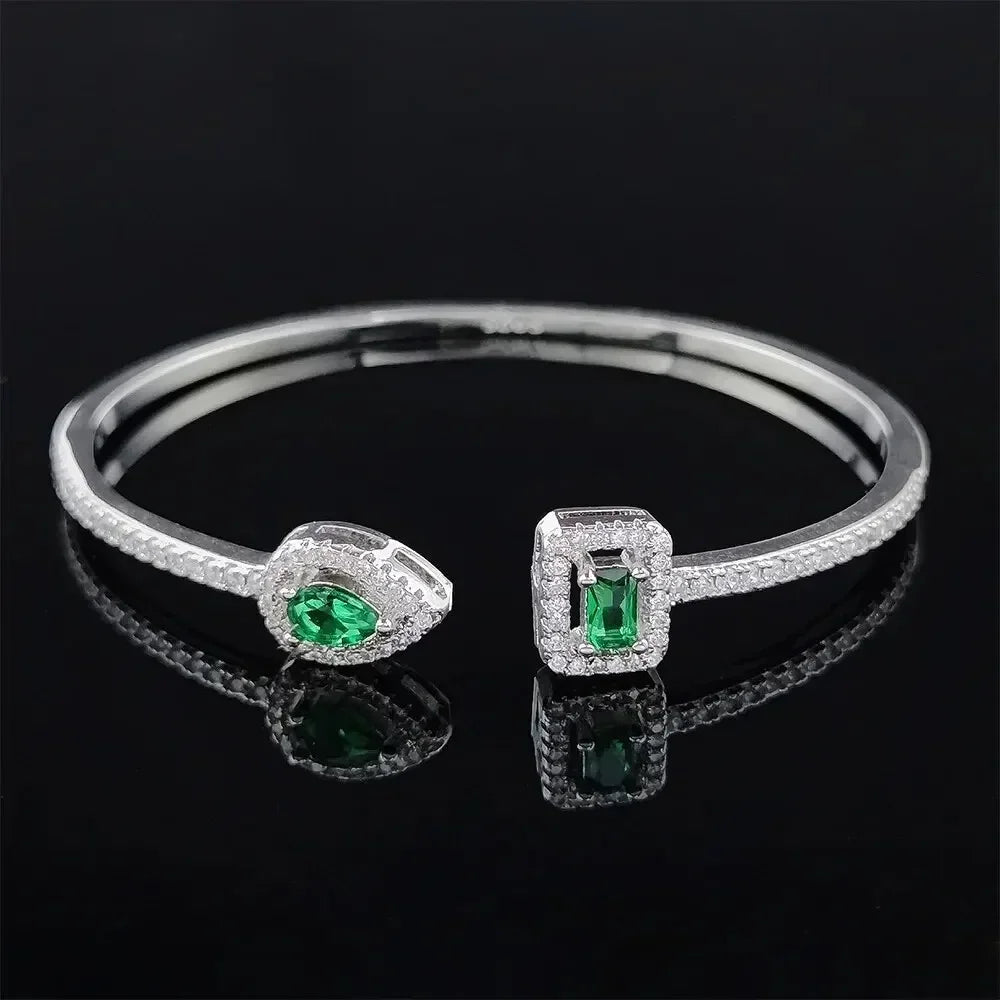 Trendy Snake Punk Pear Shape Silver Color on Hand Adjustable Open Bangle for Women Anniversary Gift Jewelry Wholesale S5214bb