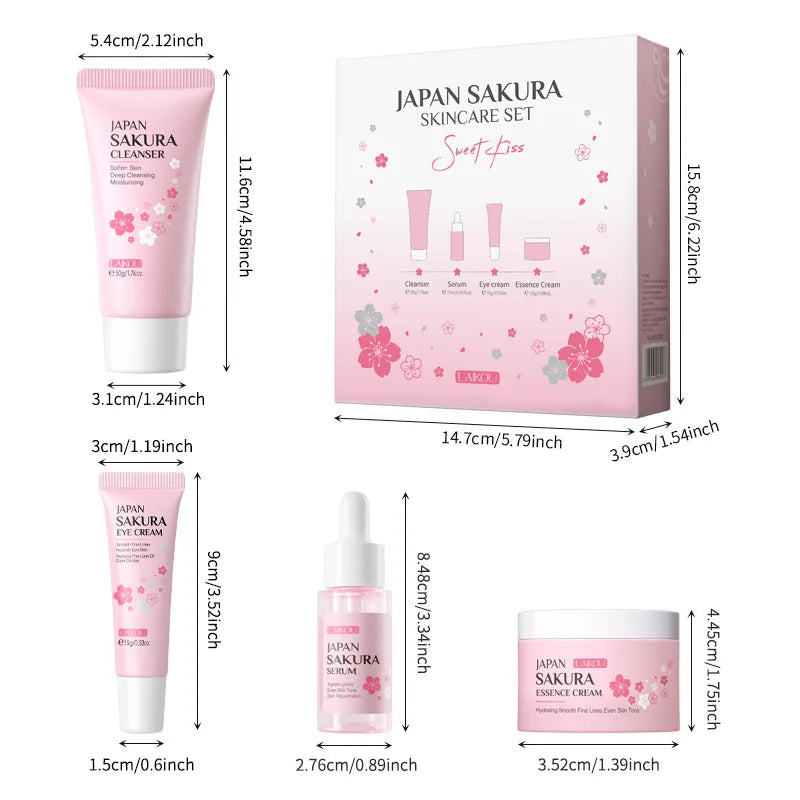 Laikou Sakura Skin Care Sets With Cleanser,Serum,Eye Cream,essence Cream Beauty Products For Women Christmas Gift Present