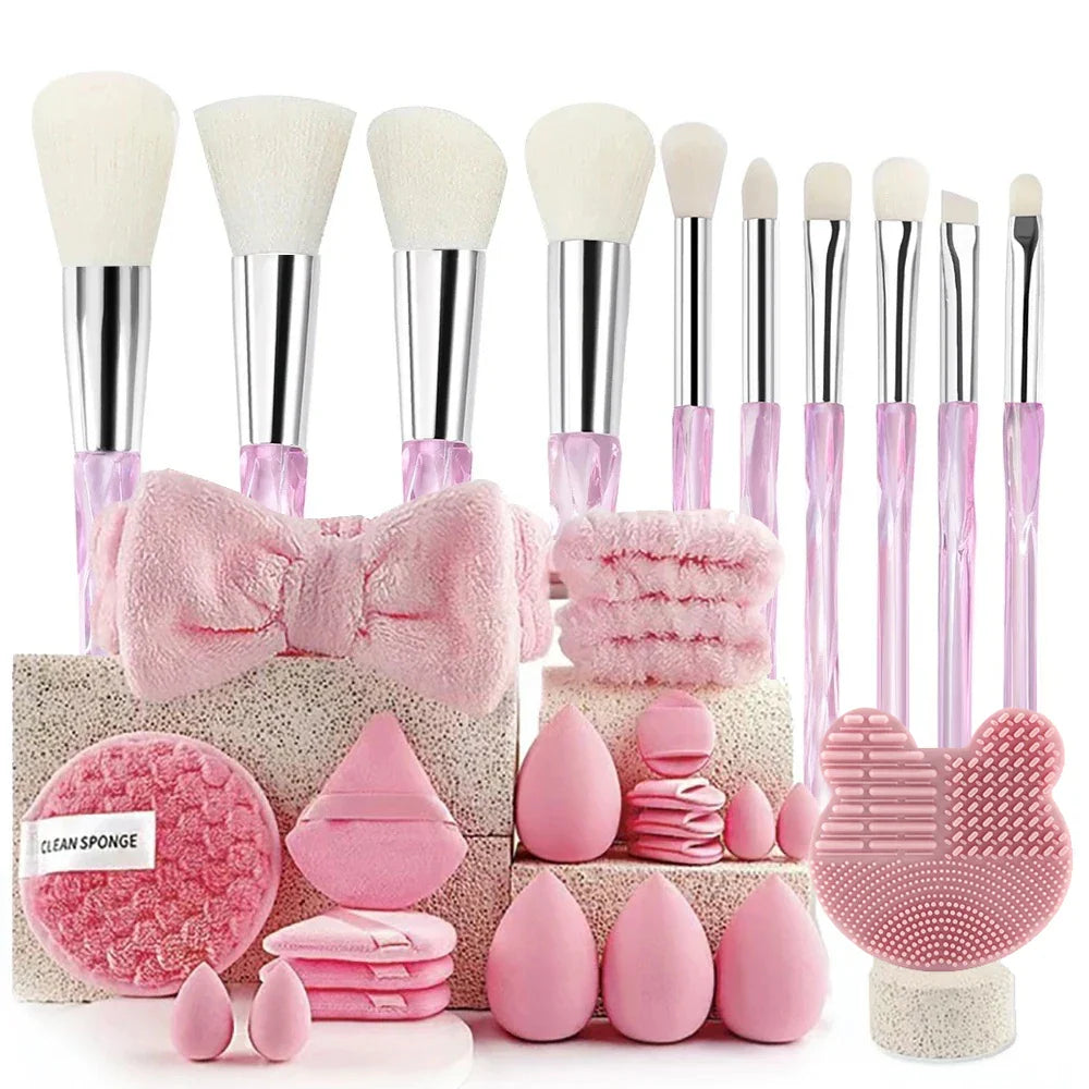 33pcs beauty set makeup kit large and small beauty sponges for flawless makeup application and removal of makeup full set