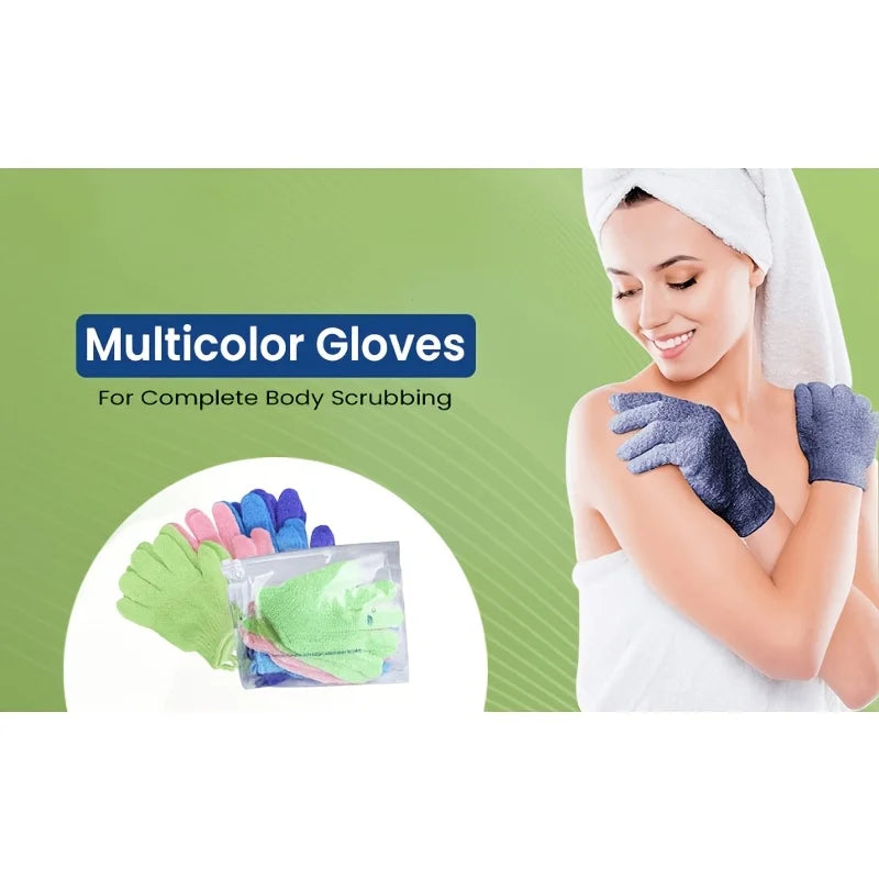 Exfoliating Shower Bath Glove Set Deep Cleaning Body Scrub Spa Massage Glove for Skin - Bath Bomb Included