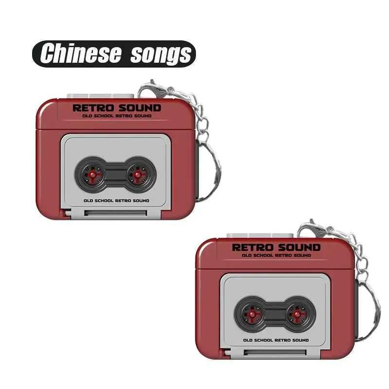 1/2Pcs Retro Tape Recorder Keychain Mini Recording Music Box Pendant Keyring Backpack Ornament Birthday Couple Personalized Gift