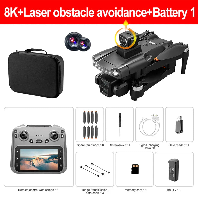 Lenovo V198MAX Drone 8K Profesional FPV Brushless Laser obstacle avoidance Aerial Optical Foldable Quadcopter Mini 4K Dron