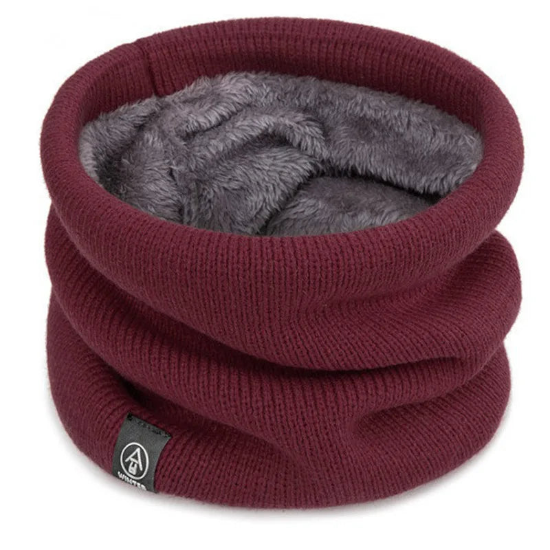 Winter Knitted Neck Warmer Thickened Plush Warm Scarf Windproof Cold Proof Men Women Outdoor Skiing Running Hiking Neck Cover