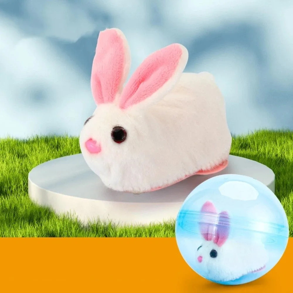 Transparent Cat Chasing Ball Built-in Plush Animal Plastic Interactive Cat Toy Realistic Rabbit Hamster Chasing Ball