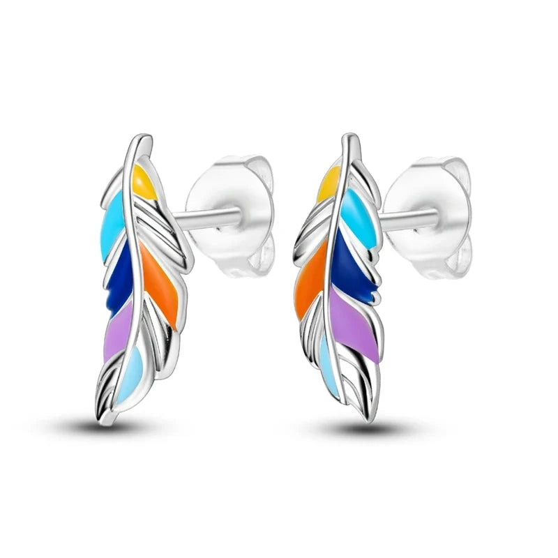 Original 925 Sterling Silver Colorful Cute Animal Pet Stud Earrings For Women Collocation For Girlfriend Birthday Gift