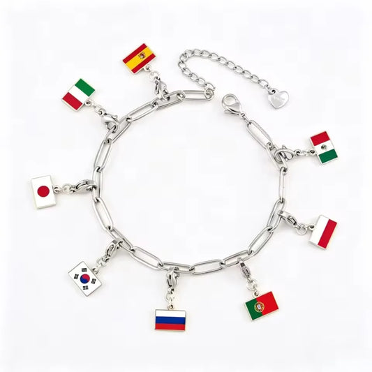 10mm Country Flag Charms Pendant Necklace Bracelet Keychain Bagchain Stainless Steel Jewelry A Commemorative Gift For A Friend