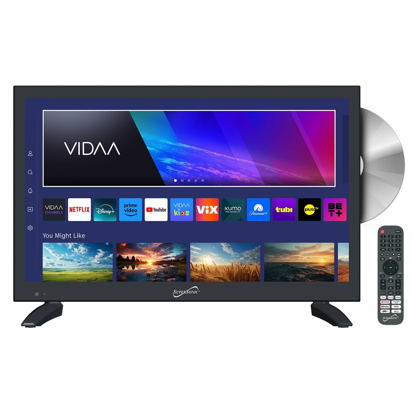 SuperSonic 19 Inch Vidaa LED Smart TV with DVD Player
