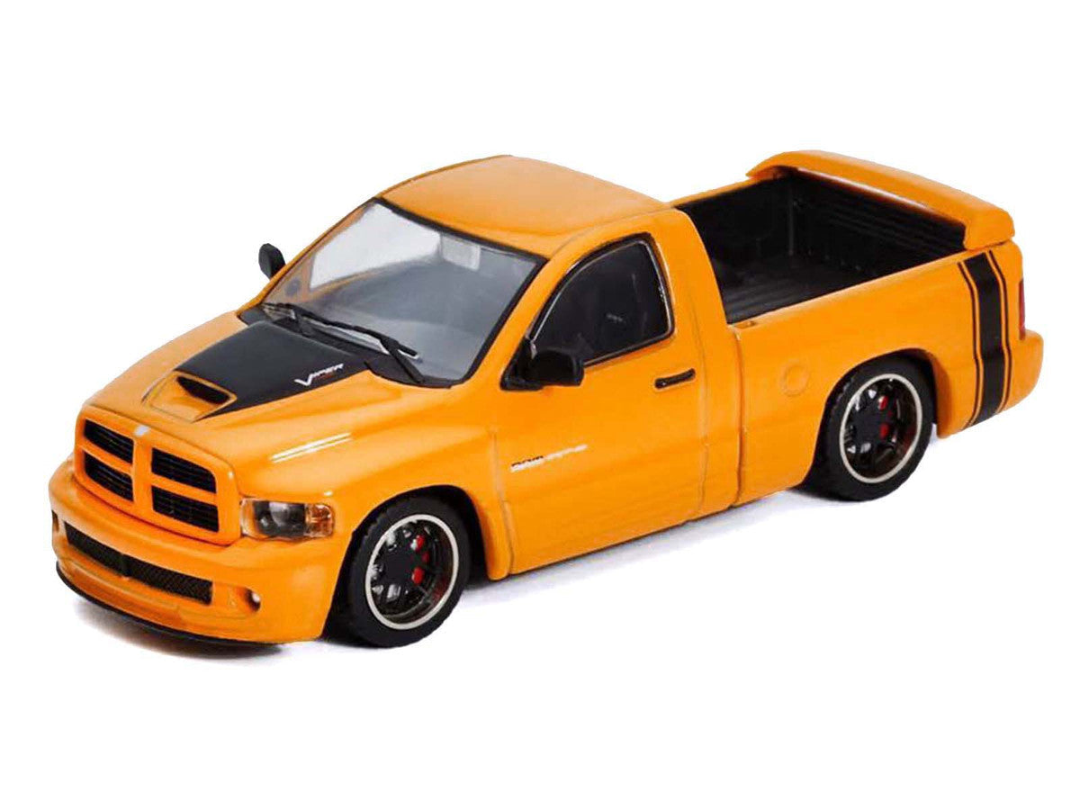2003 Dodge Ram SRT-10 Pickup Truck Yellow with Black Tail Stripe 1/64 Diecast Model Car by Shoom64 Models