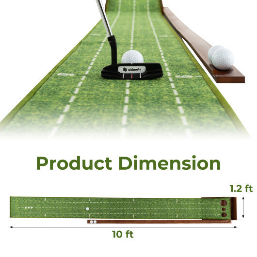 Golf Putting Mat Practice Training Aid with Auto Ball Return and 2 Hole Sizes