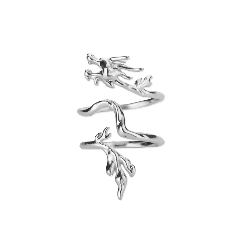 Dragon Rings For Women Gold Color Stainless Steel Punk Opening Adjustable Dragon Ring Hip Hop Jewelry Accessories Gifts