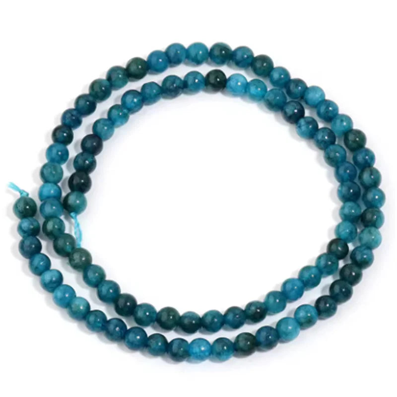1 Strand Natural Blue Apatite Stone Beads 4/6/8/10mm Round Gem Bead for DIY Bracelet Charms Jewelry Making Beaded Wholesale