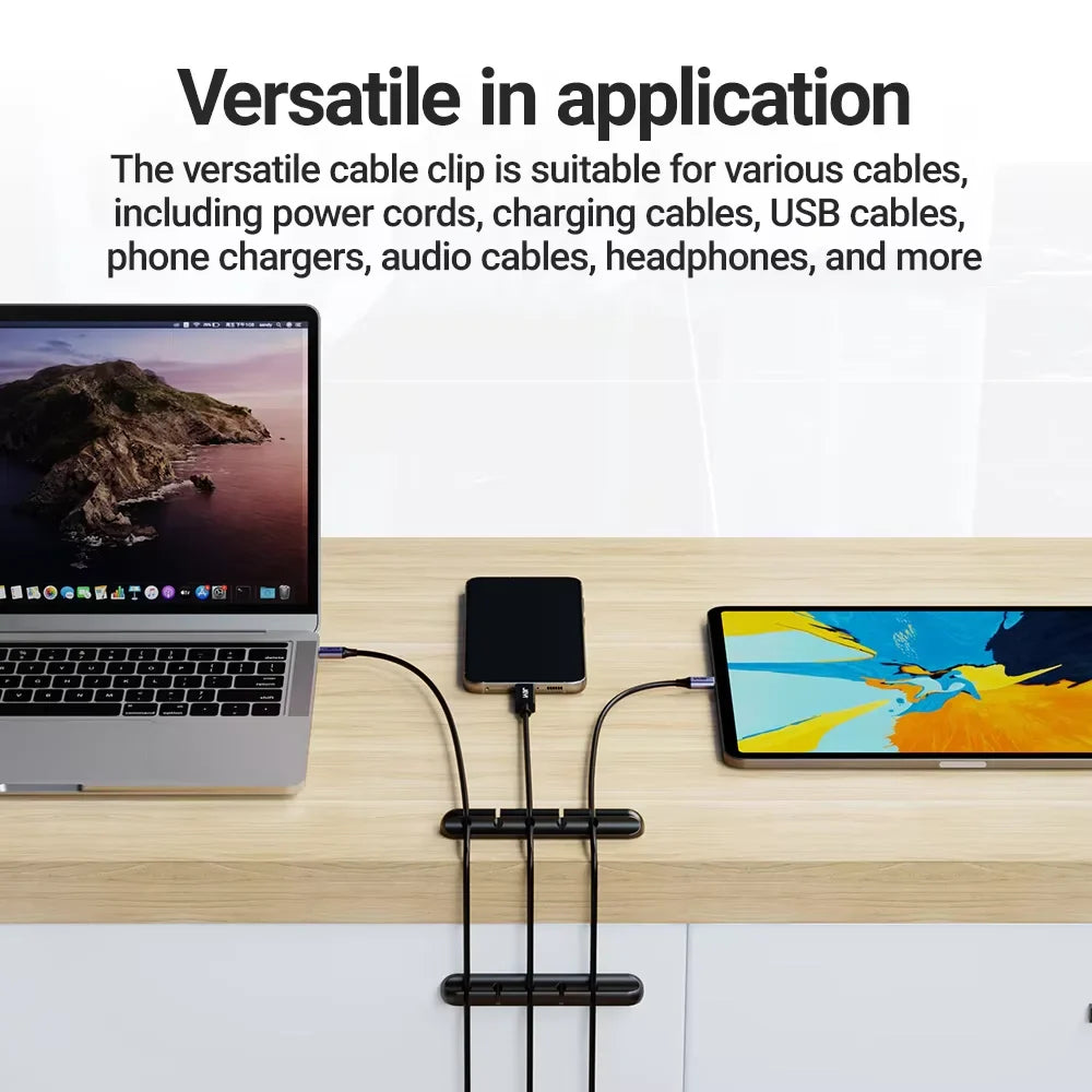 Adhesive Cable Holder Clips Cord Management Wire Organizer for Desktop USB Charging Cable Nightstand Power Cord Mouse Cable