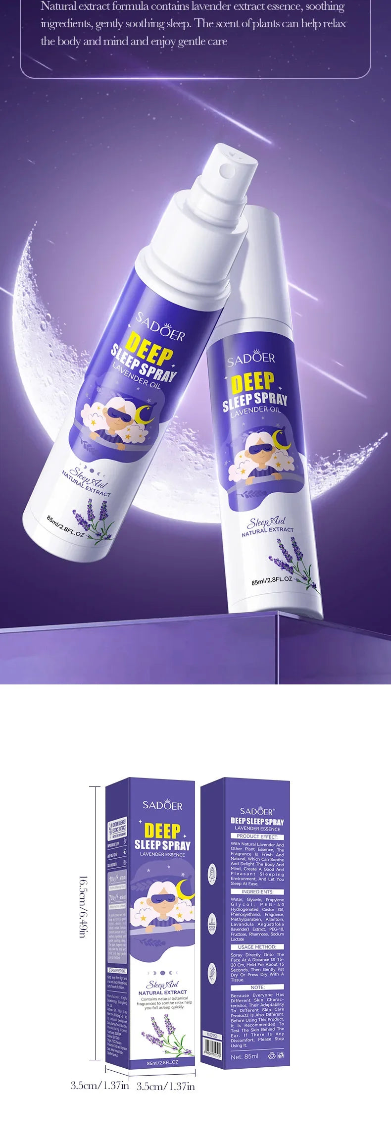 Lavender Sleep Spray 85ml Aromatherapy Sleep Lavender Pillow Mist Pillow for Room Deep Sleep Spray