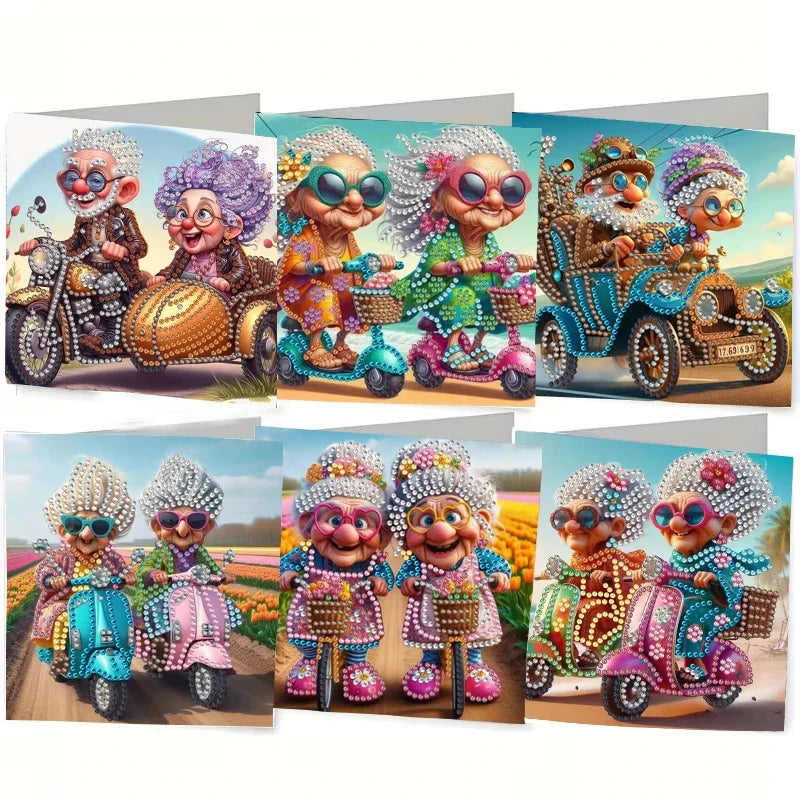 6-Piece/Set DIY Diamond Painting Kit Birthday Card Kit, Unique Flower Pattern Design, Rhinestone Diamond Painting Art Mosaic Pos