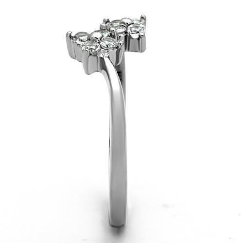 TK1333 - High polished (no plating) Stainless Steel Ring with AAA Grade CZ in Clear