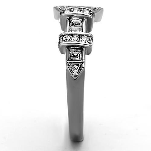 TK1334 - High polished (no plating) Stainless Steel Ring with Top Grade Crystal in Clear