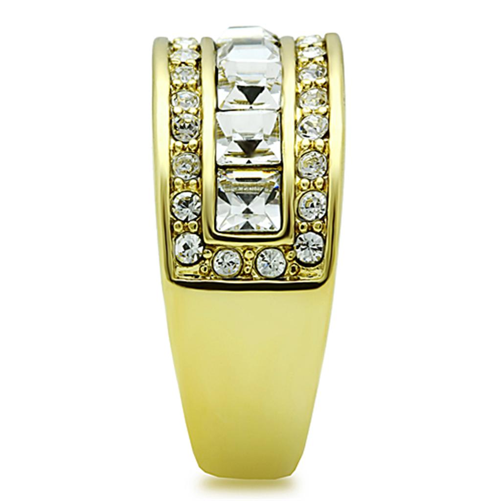 TK1386 - IP Gold(Ion Plating) Stainless Steel Ring with Top Grade Crystal in Clear