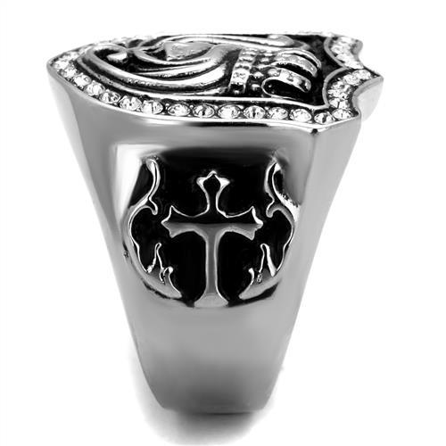 TK2328 - High polished (no plating) Stainless Steel Ring with Top Grade Crystal in Clear