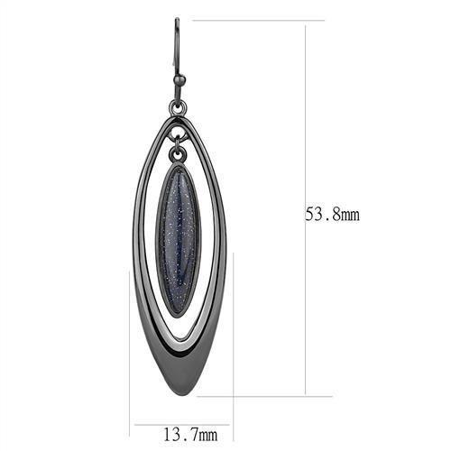 TK2577 - IP Light Black (IP Gun) Stainless Steel Earrings with Blue Sand in Montana