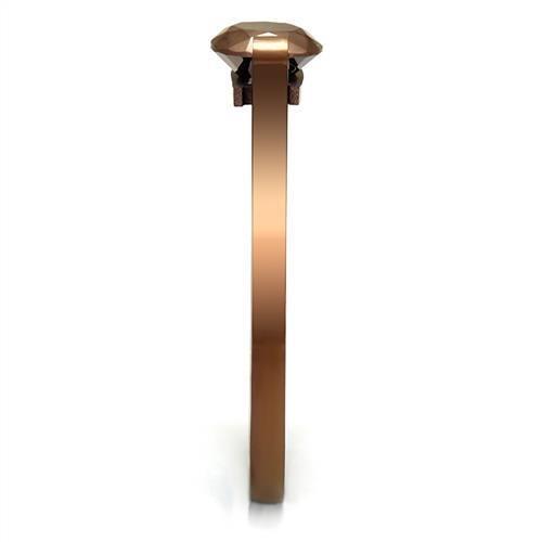 TK2592 - IP Coffee light Stainless Steel Ring with AAA Grade CZ in Light Coffee